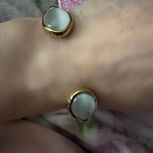 Chic Gold and White Women's Cuff Bracelet